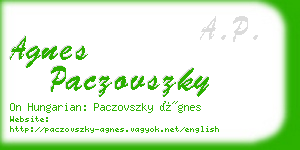 agnes paczovszky business card